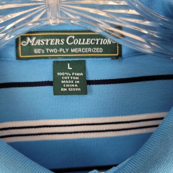 Masters Collections Polo Shirt 60's Two-Ply Pima Cotton Striped Sz L - Picture 11 of 16